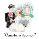結婚式、愛の誓いに 「はい」 と答える２人 － 恋するパリジェンヌのイラストブログ, All rights reserved by Sophie Kukukita